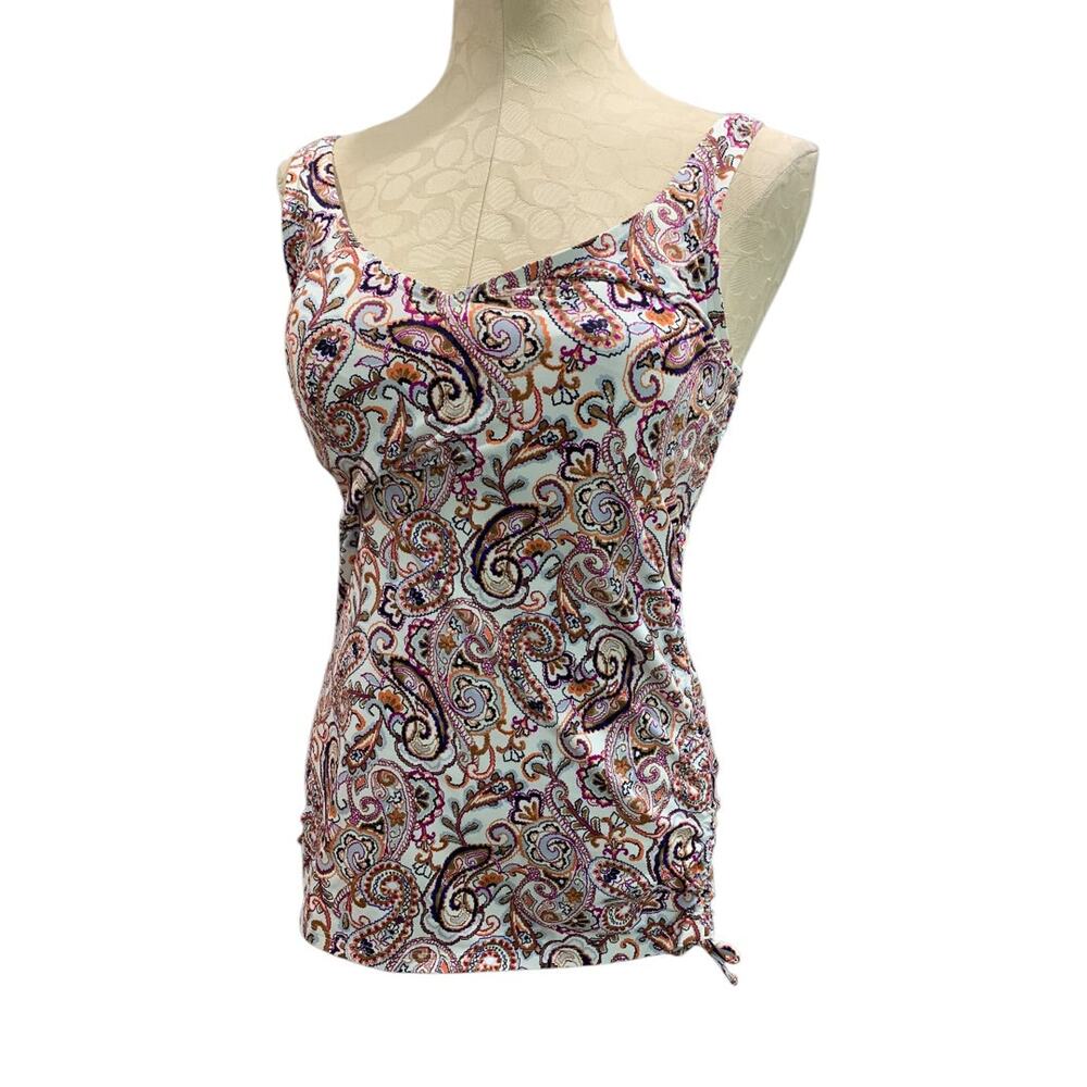 Size 8 Lands End Womens New Swim Tankini Top Paisley Underwire